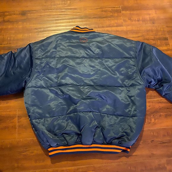 Vintage 80s Detroit Blue Satin Bomber Jacket - XXL - Picture 5 of 5